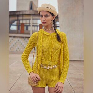 Chanel Ruffled Yellow Knit Cardigan
